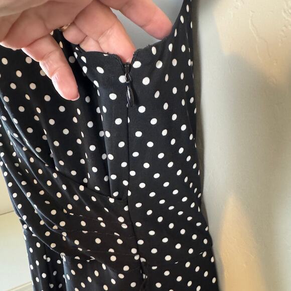 Evan-Picone Sz 14 Retro Polka Dot A-Line Dress Sleeveless Wrap Style Midi Work - Picture 5 of 9